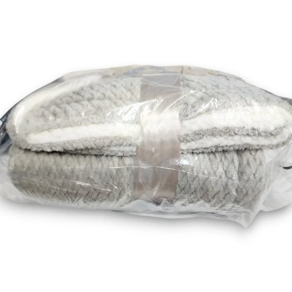 ULTA Beauty Sherpa Plush Throw Blanket Gray & White 50x60 NWT - Picture 5 of 8